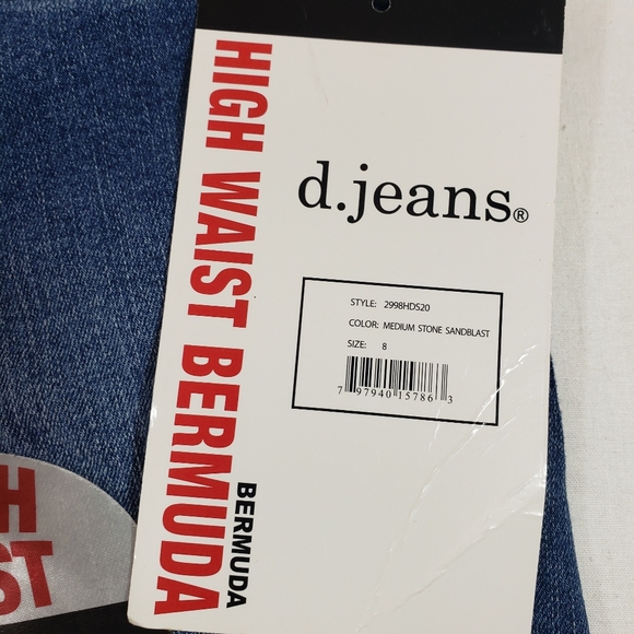 d.jeans High Waist Bermuda Womens Shorts 8 Medium Blue Denim - Picture 8 of 12